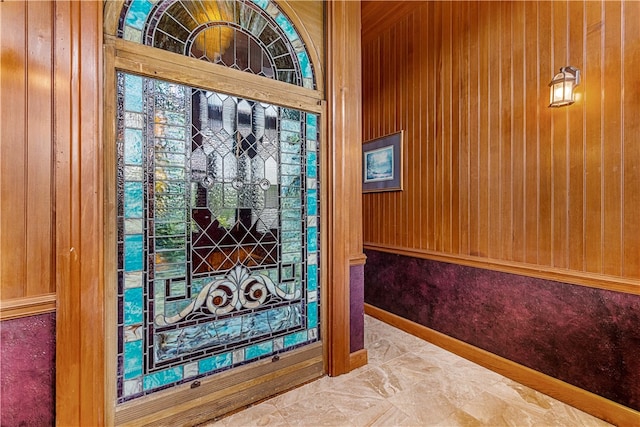 interior space with wooden walls