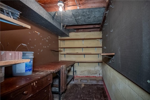 314 Lunn Blvd, Farrell, PA 16121 - basement with a workshop area and concrete block wall
