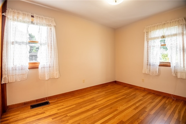 spare room featuring wood-type flooring