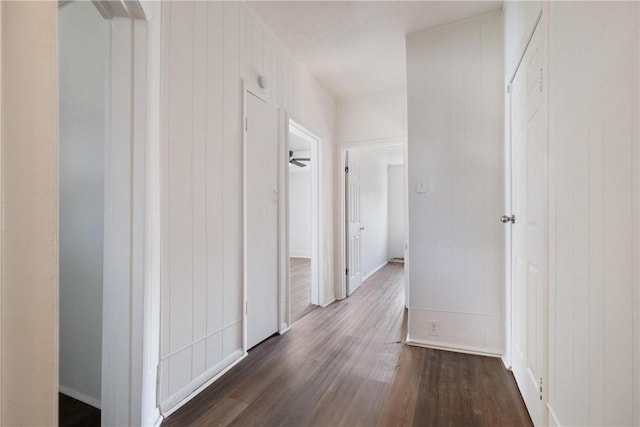 corridor featuring dark wood-style floors