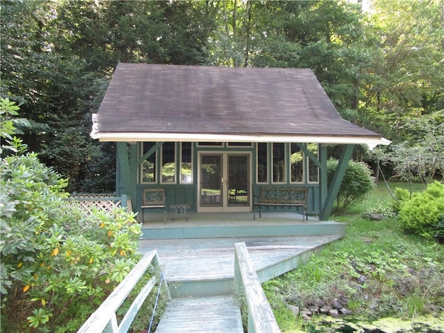 view of property's community with a wooden deck