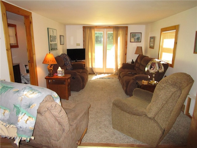 living room with carpet flooring