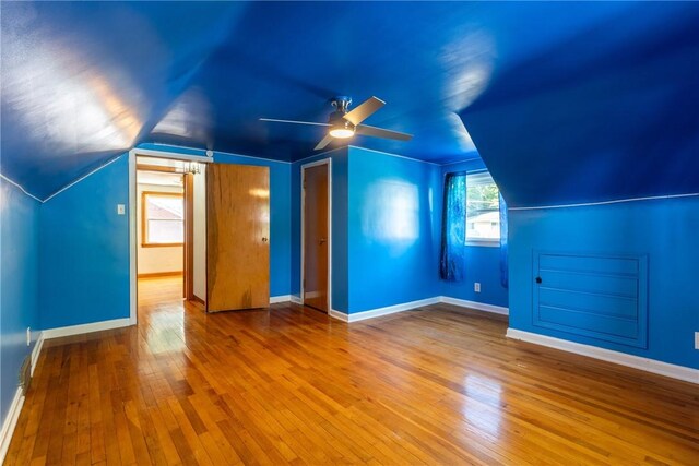 17 Long St, Hanover Twp Wsh, PA 15021 - additional living space with lofted ceiling, wood-type flooring, baseboards, and ceiling fan