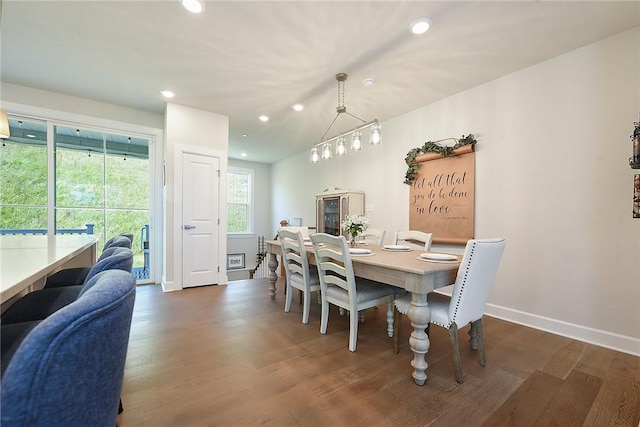 409 Spruce Ln, North Strabane, PA 15317 - dining room featuring recessed lighting, wood finished floors, and baseboards