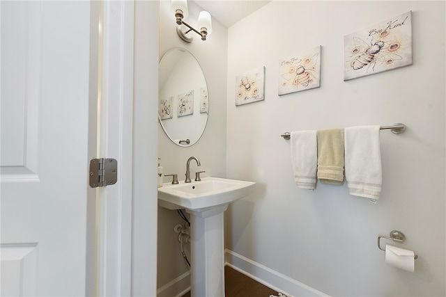 bathroom featuring hardwood / wood-style flooring