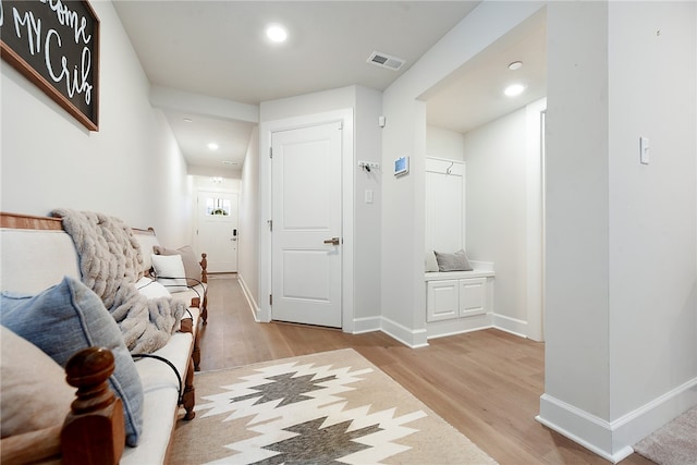 interior space with light hardwood / wood-style flooring