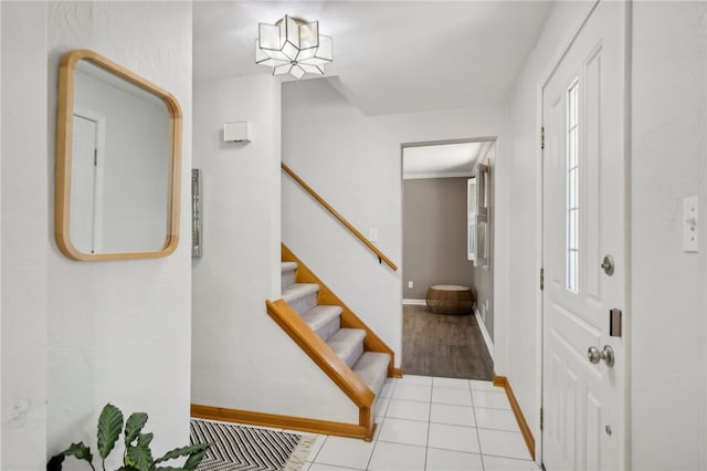 entrance foyer with light wood-type flooring