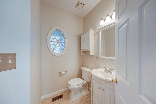 bathroom featuring tile patterned floors, vanity, and toilet