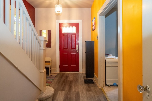 entrance foyer with hardwood / wood-style floors