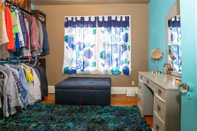 spacious closet featuring hardwood / wood-style floors