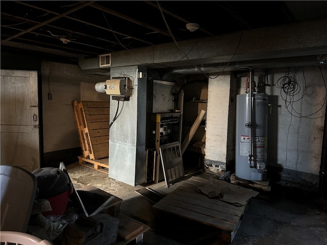 basement with water heater