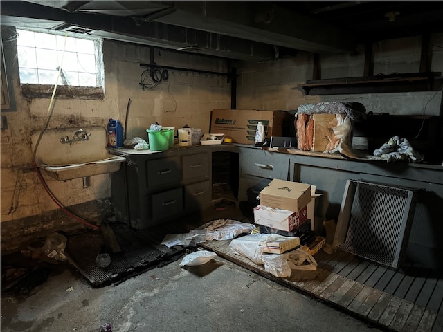 basement with sink