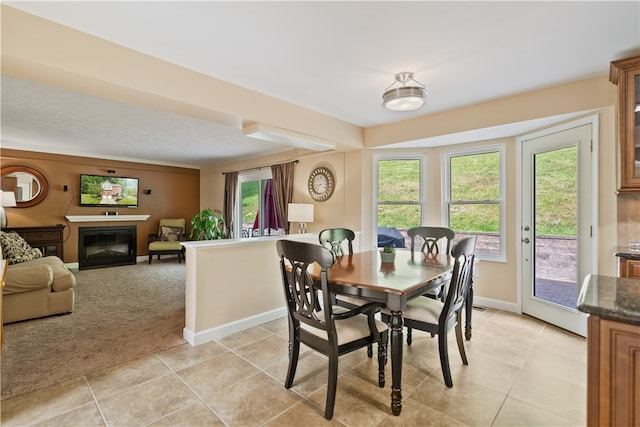 view of carpeted dining area