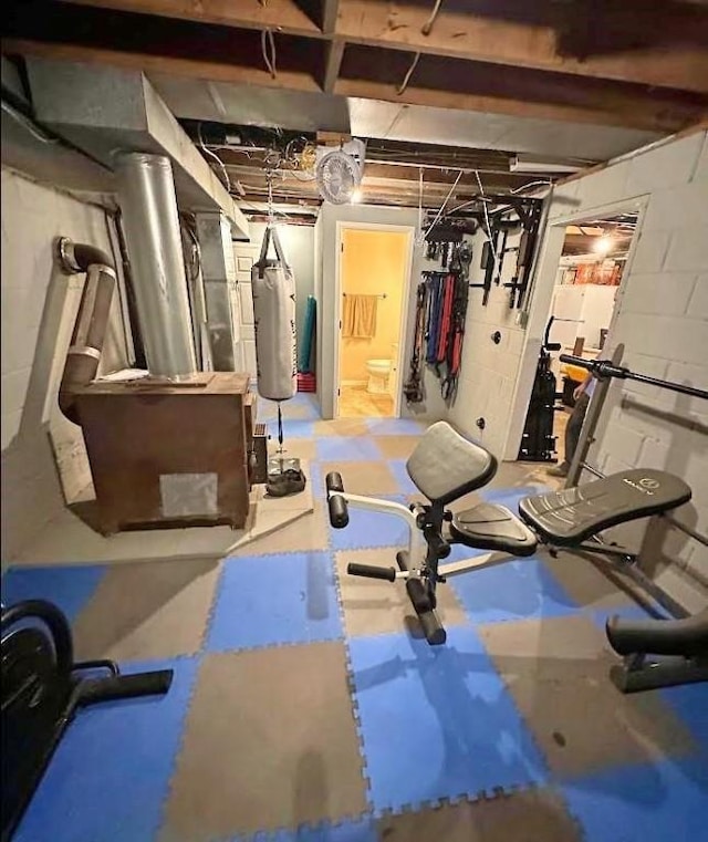 workout room with water heater