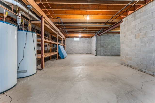 basement with water heater