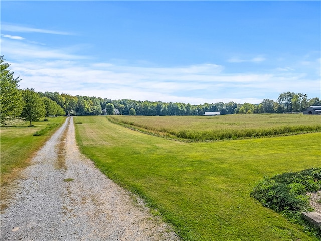 view of road with a rural view