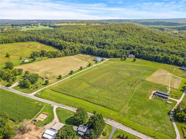 aerial view featuring a rural view