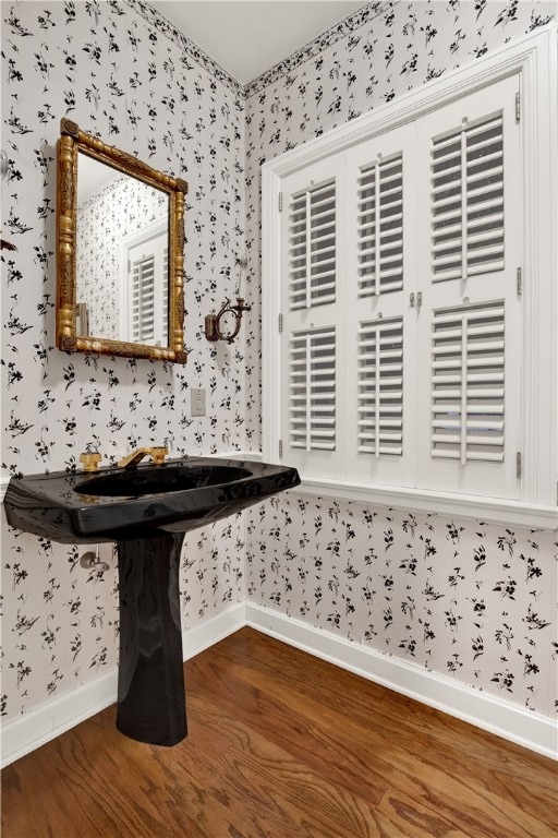 bathroom featuring hardwood / wood-style flooring