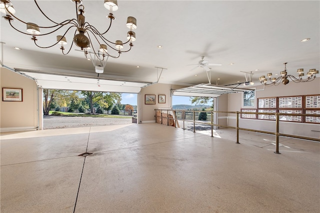 garage with ceiling fan