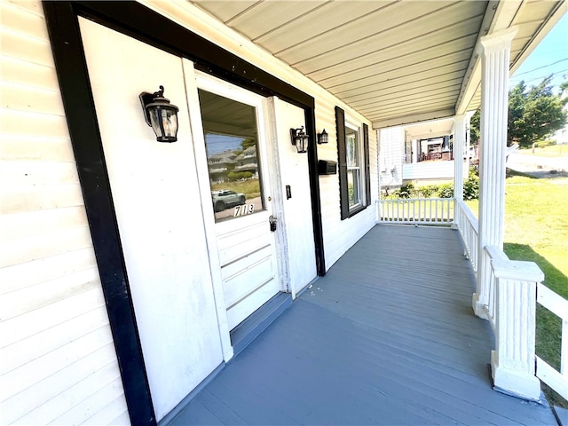 deck featuring a porch