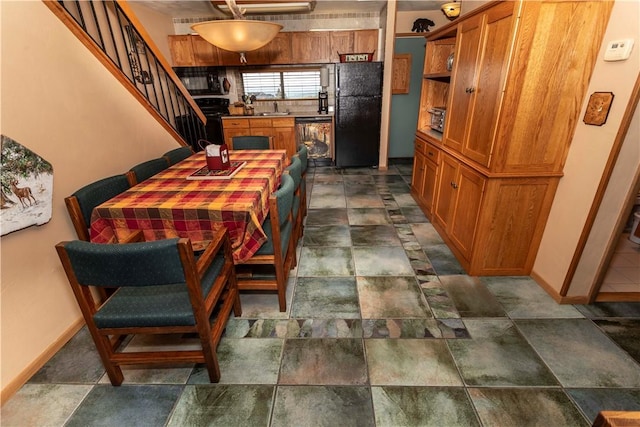 B43AB Stoneridge Dr, Seven Springs Resort, PA 15622 - dining room featuring stairway and dark stone finish floors