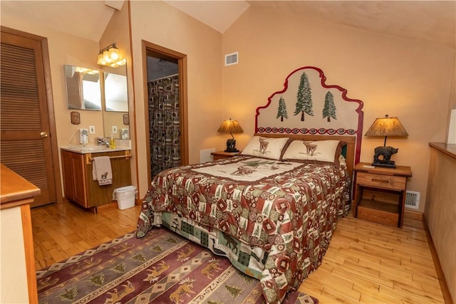 B43AB Stoneridge Dr, Seven Springs Resort, PA 15622 - bedroom with hardwood / wood-style floors and lofted ceiling
