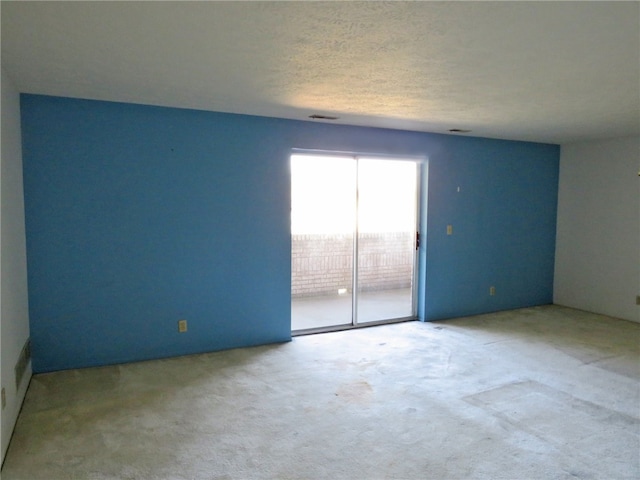 carpeted spare room featuring a textured ceiling