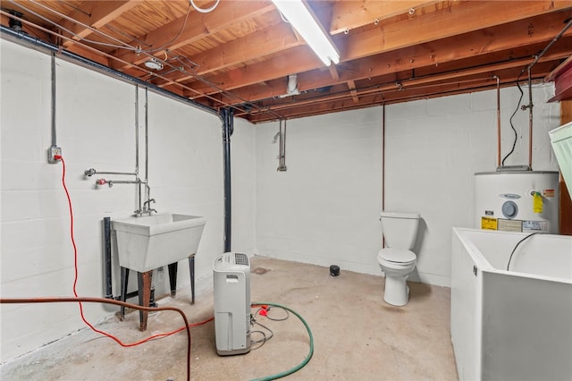 basement with electric water heater