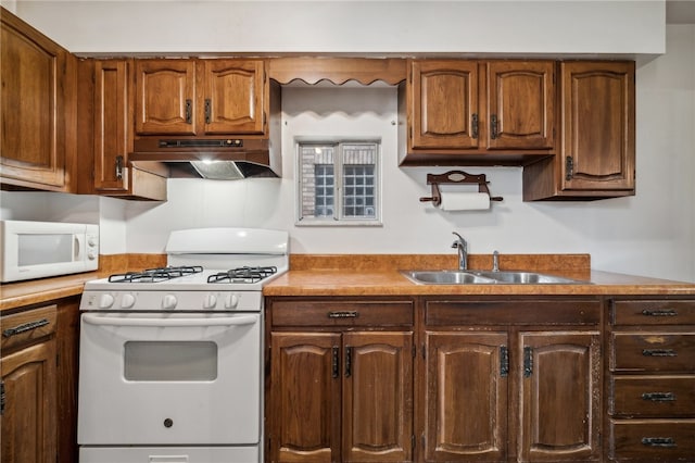 kitchen with white appliances and sink