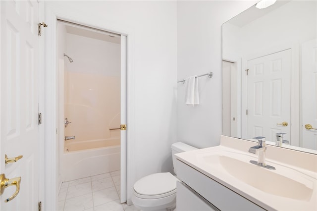 full bathroom featuring vanity, toilet, and shower / bath combination