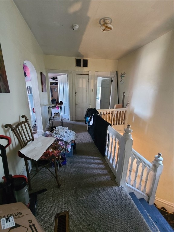 view of carpeted dining area