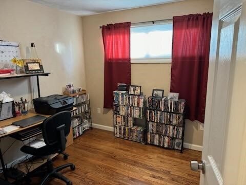 office space featuring wood-type flooring