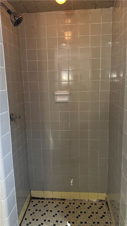 bathroom featuring a tile shower