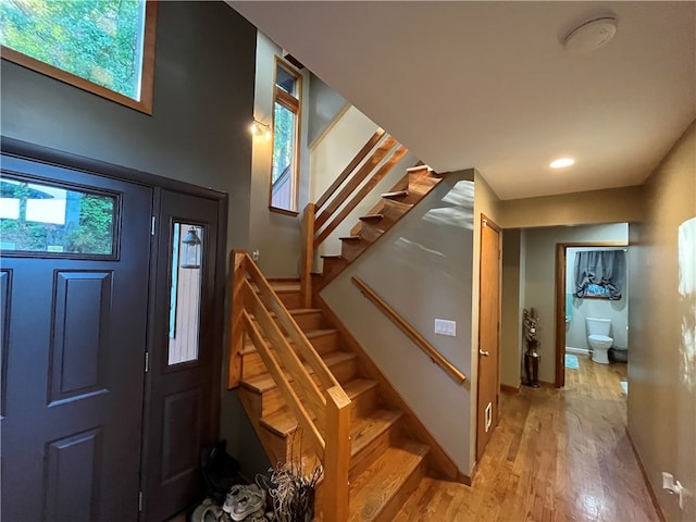 entrance foyer featuring light hardwood / wood-style flooring