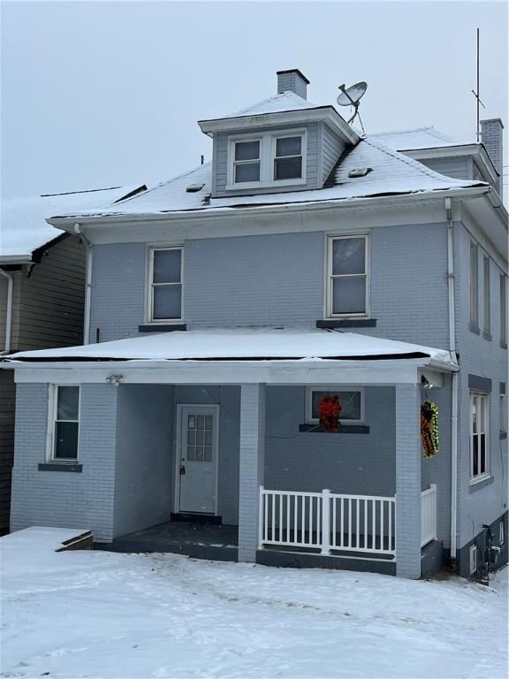 front facade with a porch