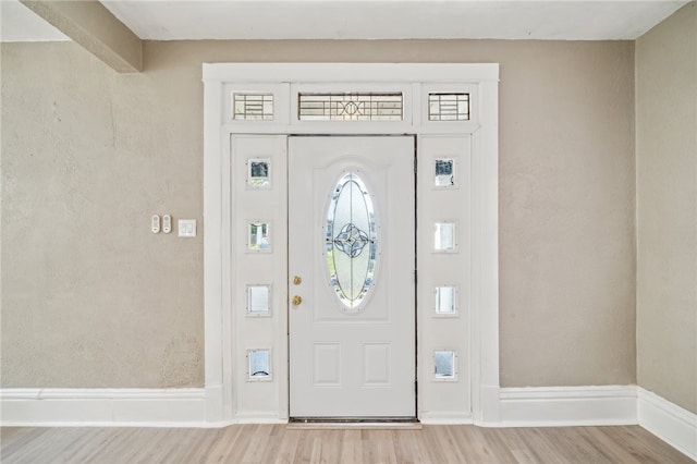 entrance foyer with light hardwood / wood-style flooring