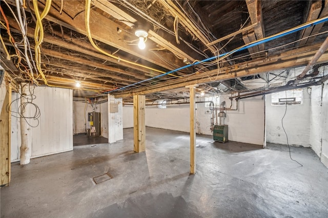 basement with water heater