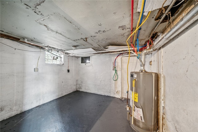 basement with water heater