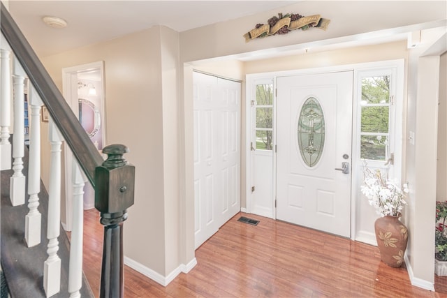 entrance foyer with wood-type flooring