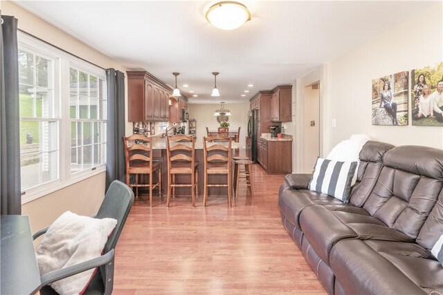 living room with light wood-type flooring