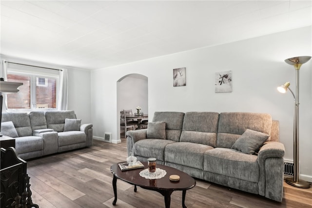 living room featuring wood-type flooring