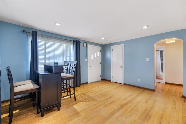 dining space featuring light hardwood / wood-style flooring