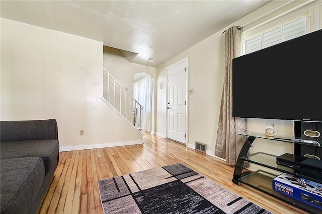 living room featuring wood-type flooring