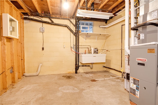 basement with sink