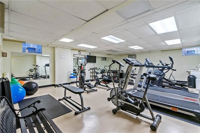 gym with a drop ceiling