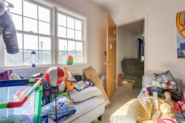 living room featuring carpet