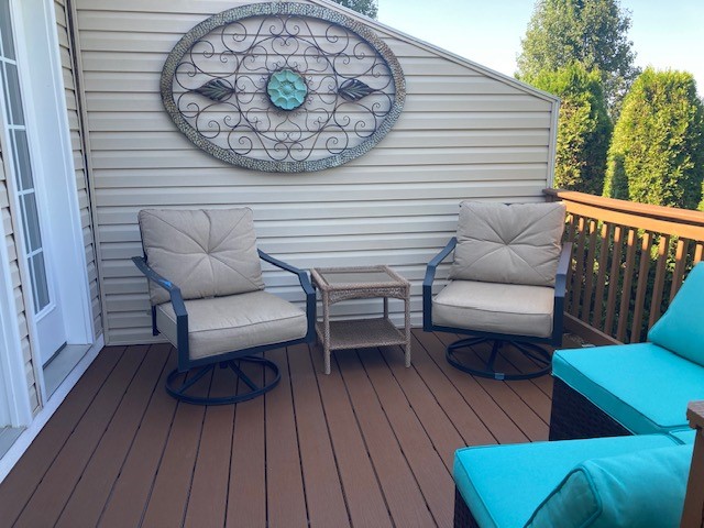 wooden deck featuring an outdoor living space