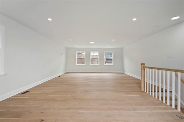 4602 Davison St, Lawrenceville, PA 15201 - empty room with light wood-type flooring, recessed lighting, and baseboards
