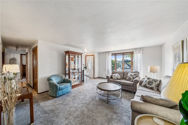 living room with carpet floors