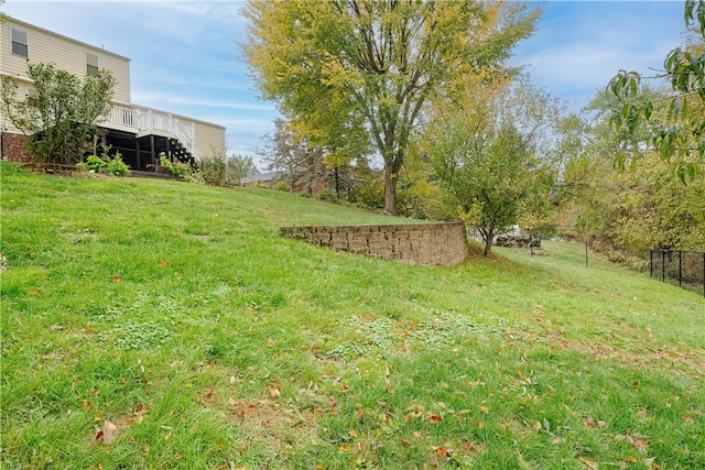 view of yard featuring a deck